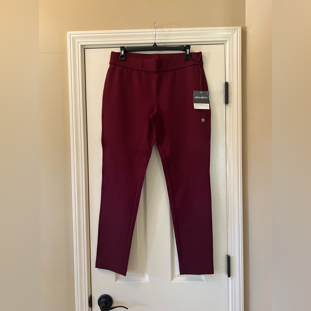 Eddie Bauer Maroon Activewear Pants Travex Passenger Ponte Collection Size 8 NWT